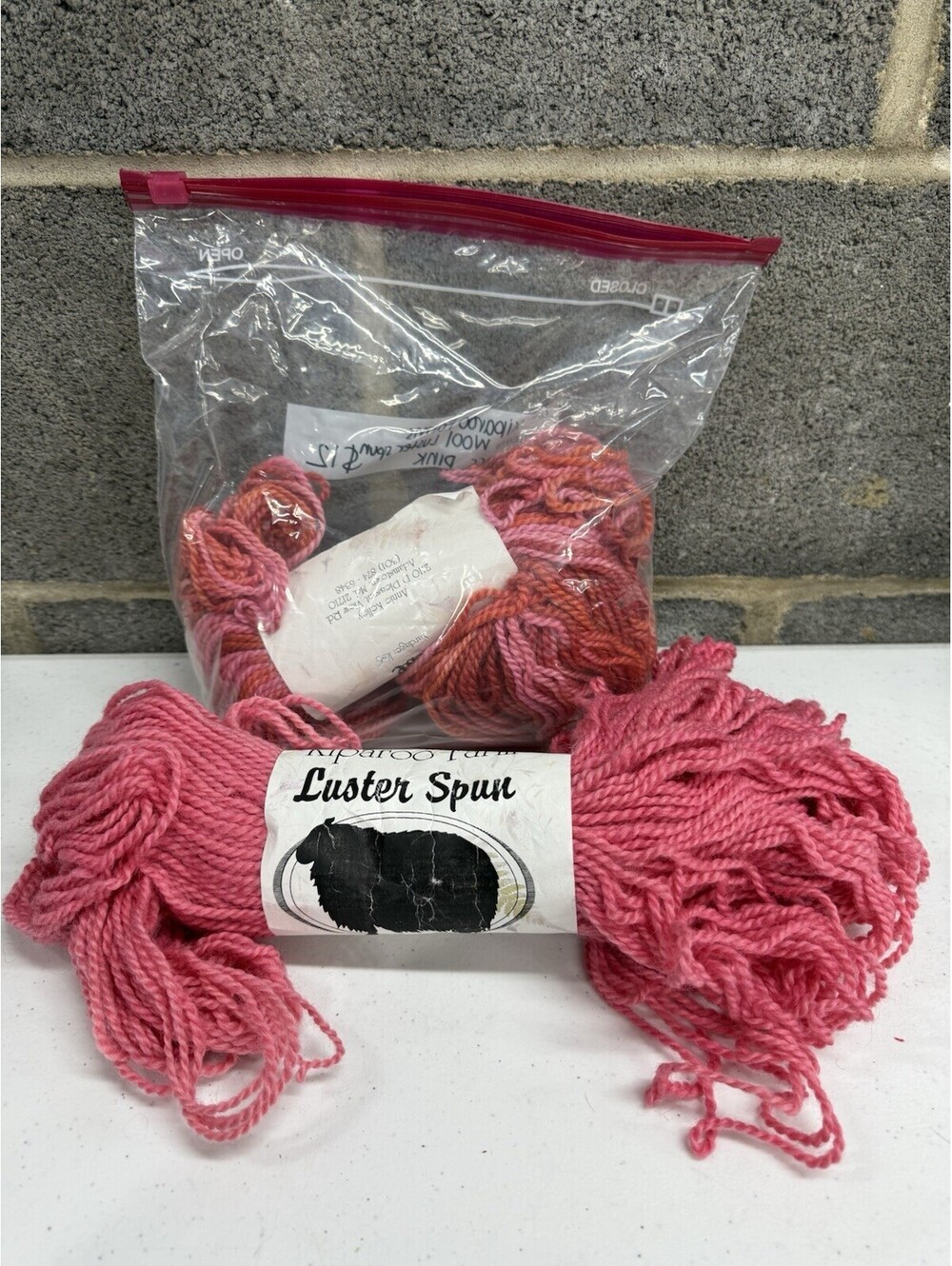 Kiparoo Farm Luster Spun Wool Shade Pink 2 Skein Lot